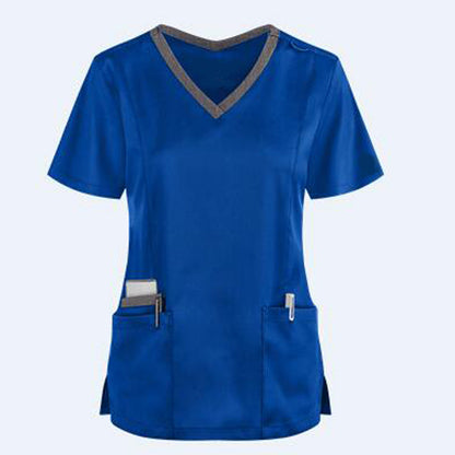 V-neck Tooling Short-sleeved Slit Nurse Outfit Women - Supreme scrub Boutique