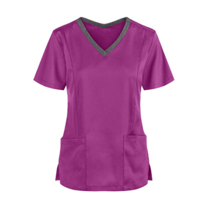 V-neck Tooling Short-sleeved Slit Nurse Outfit Women - Supreme scrub Boutique