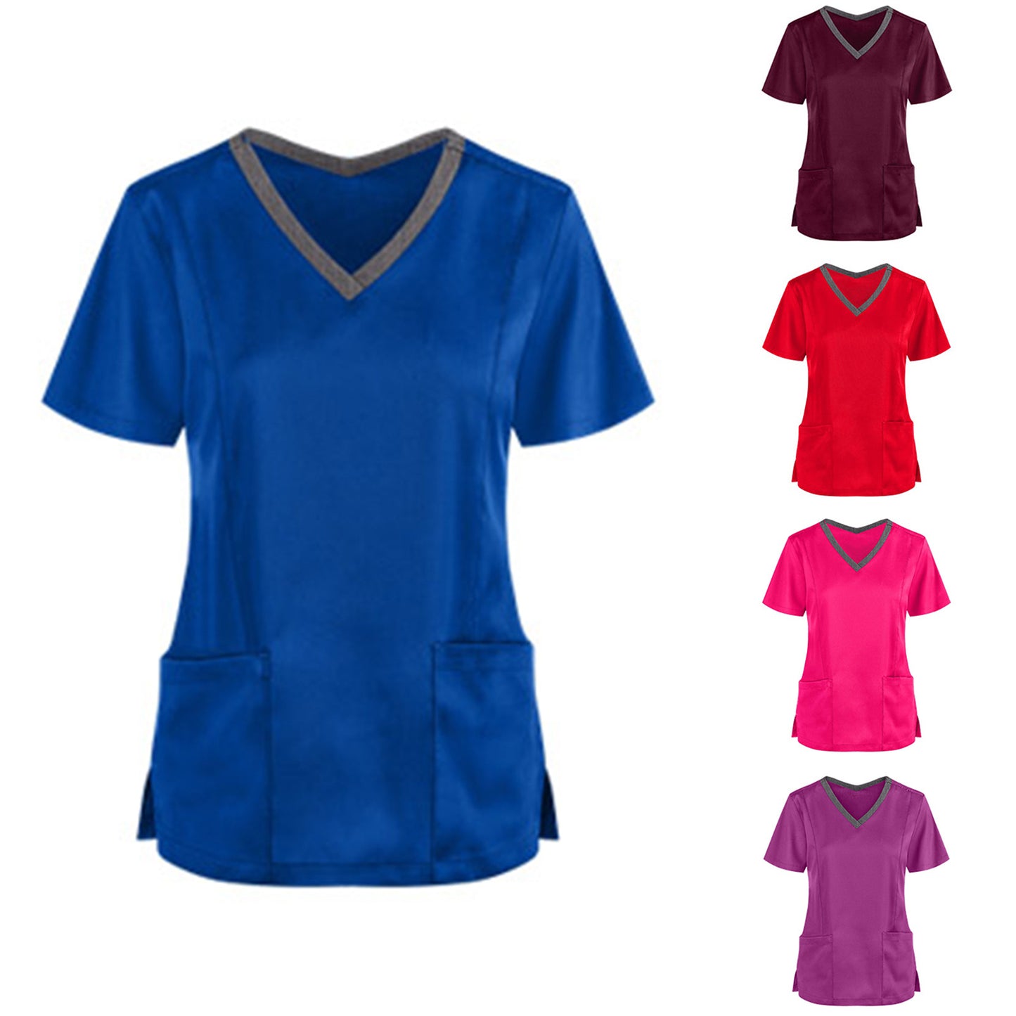 V-neck Tooling Short-sleeved Slit Nurse Outfit Women - Supreme scrub Boutique