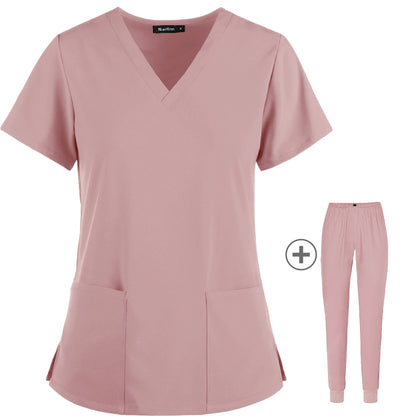 Stretch Slim Nurse Uniform Short-sleeved Summer Split Suit Overalls - Supreme scrub Boutique