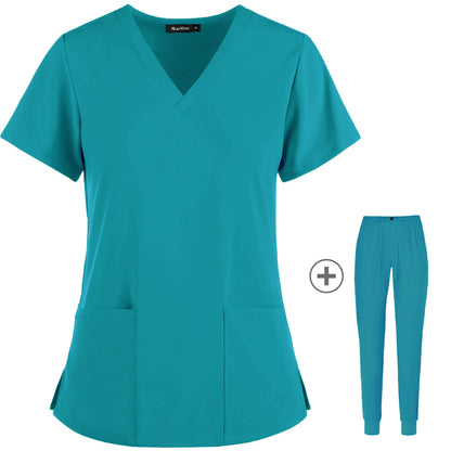 Stretch Slim Nurse Uniform Short-sleeved Summer Split Suit Overalls - Supreme scrub Boutique